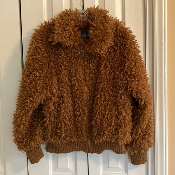 Wild Fable Brown Teddy Faux Fur Zip Up Jacket - Picture 2 of 6